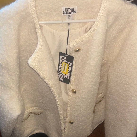 Future Collective Women's Cream Teddy Jacket - Picture 2 of 8